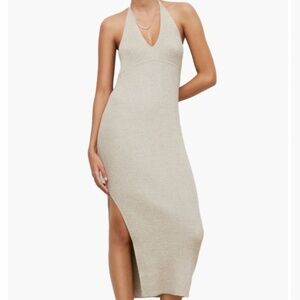 All Saints Lexi Rib Metallic halter dress, x-small